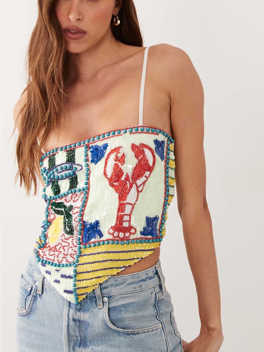 NWT Embellished spaghetti strap top